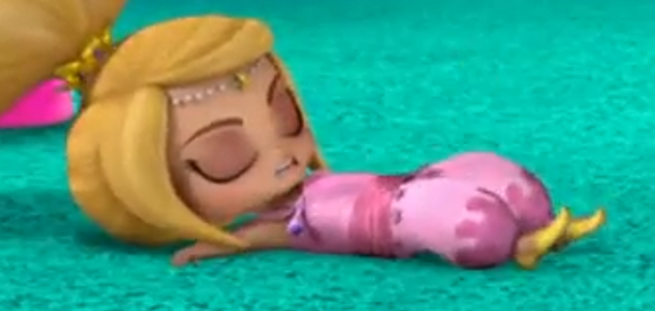 a cartoon character lying on the ground