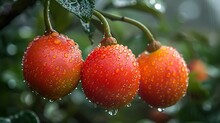 a group of fruit on a plant