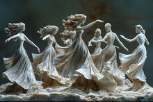 a group of statues of people dancing