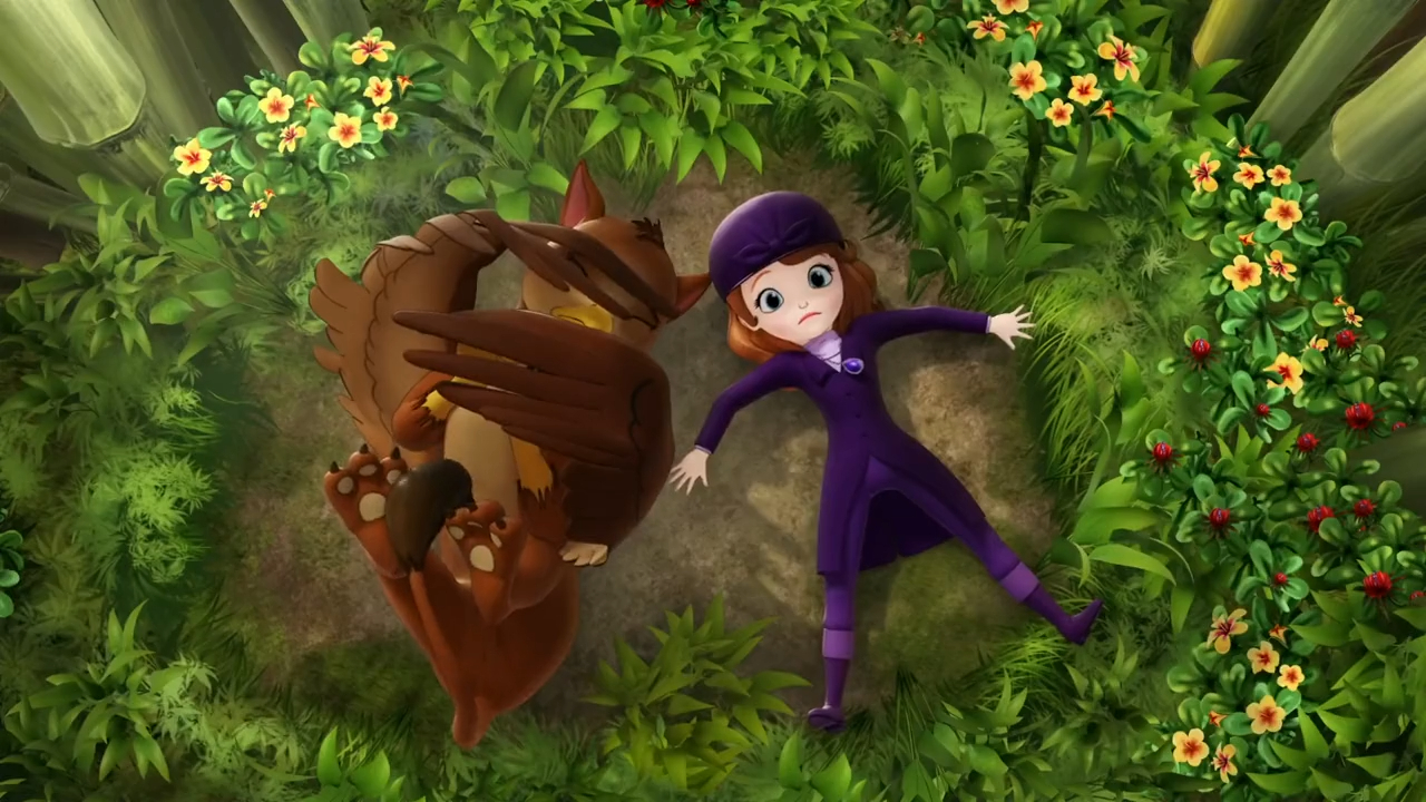 cartoon character lying on the ground with a brown dragon