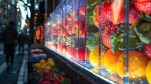 a display of fruit in a store