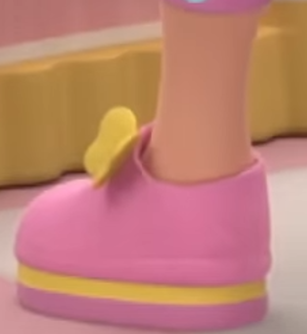 a pink and yellow shoe