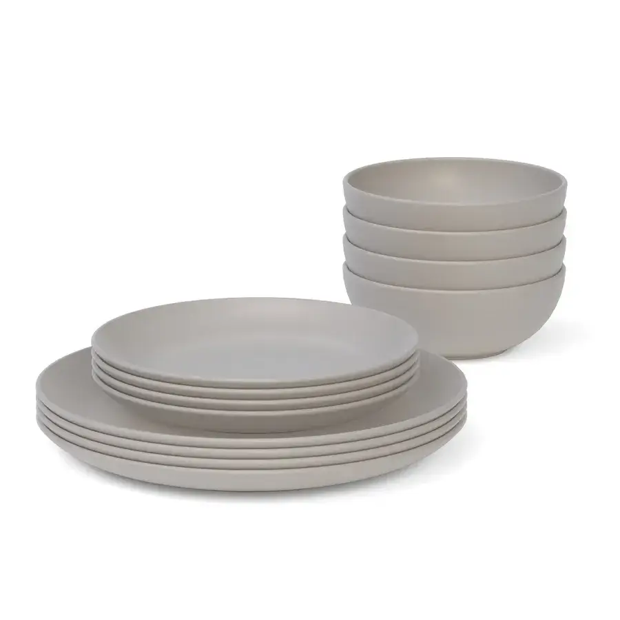 a stack of plates and bowls