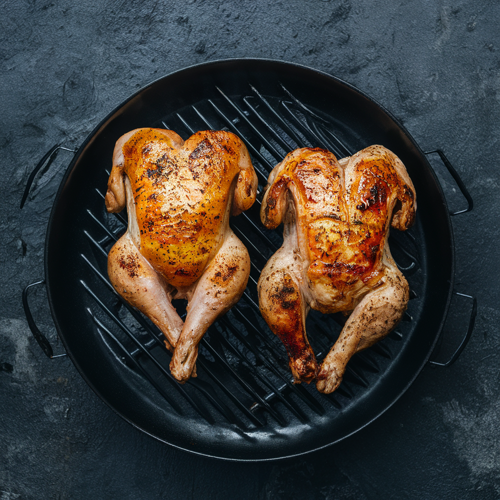 two chicken on a grill
