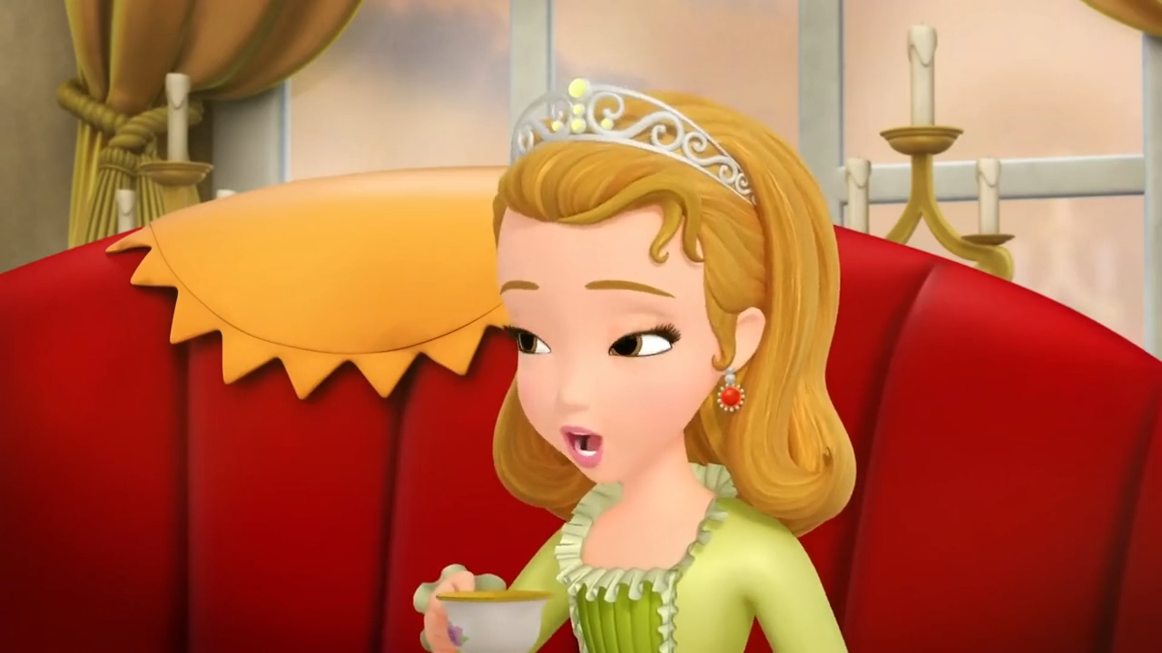 a cartoon of a princess holding a tea cup