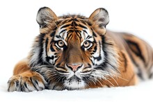 a tiger lying on the snow