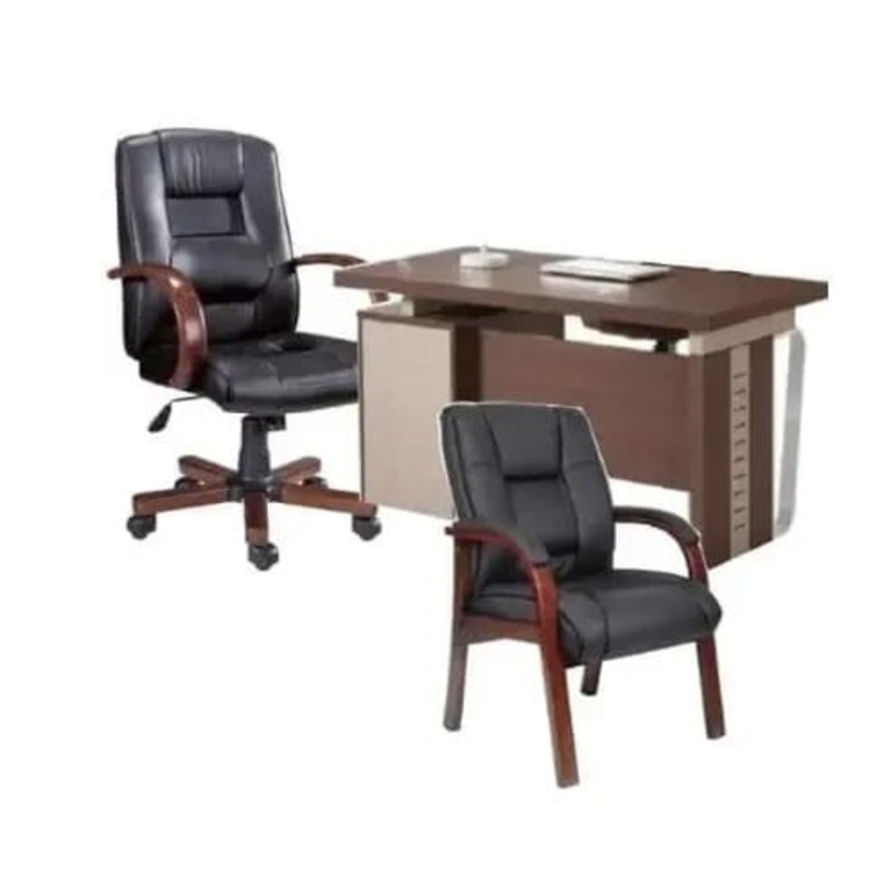 a black office chair next to a desk