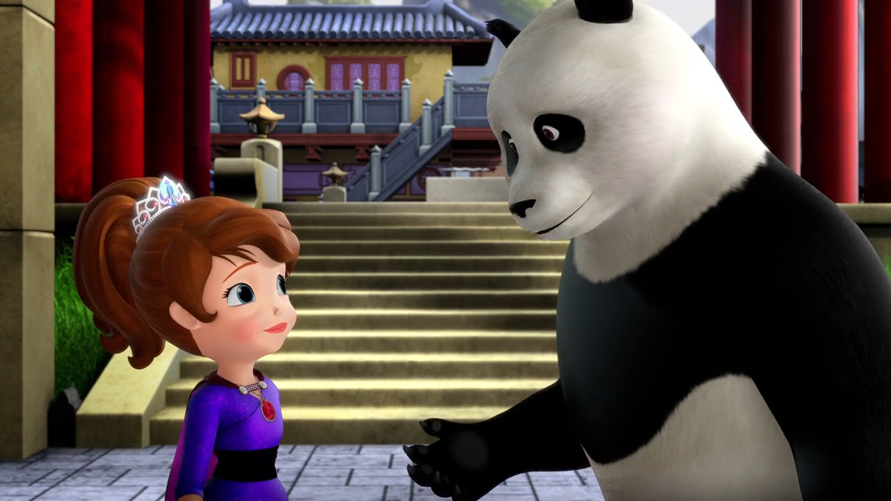 a cartoon character with a panda bear