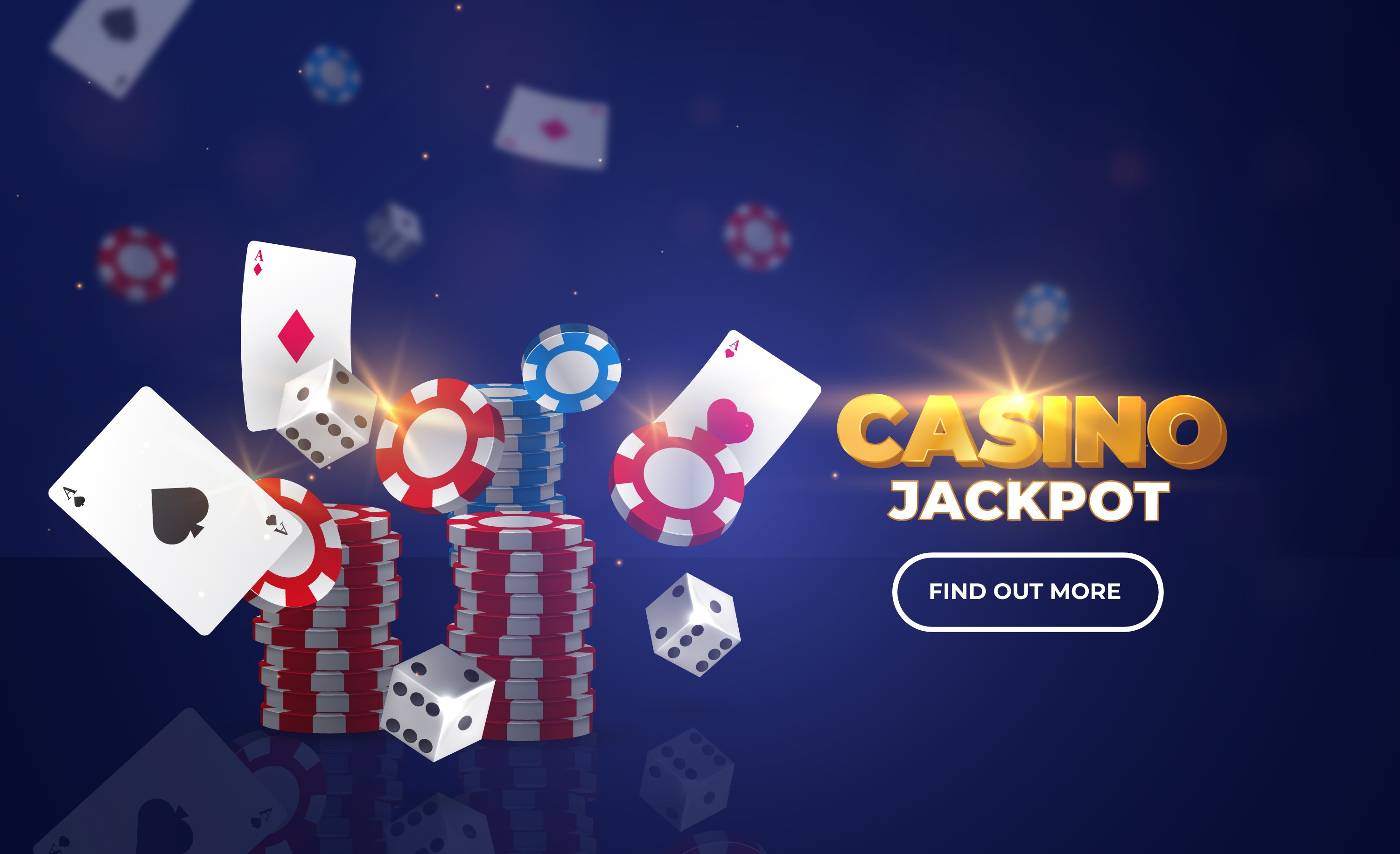 a casino banner with cards and chips falling