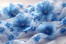 blue flowers on a white cloth