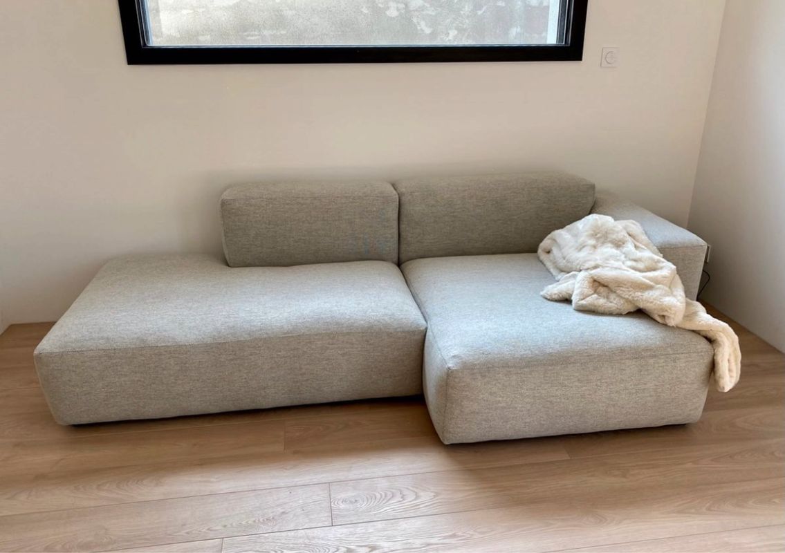 a couch with a blanket on it