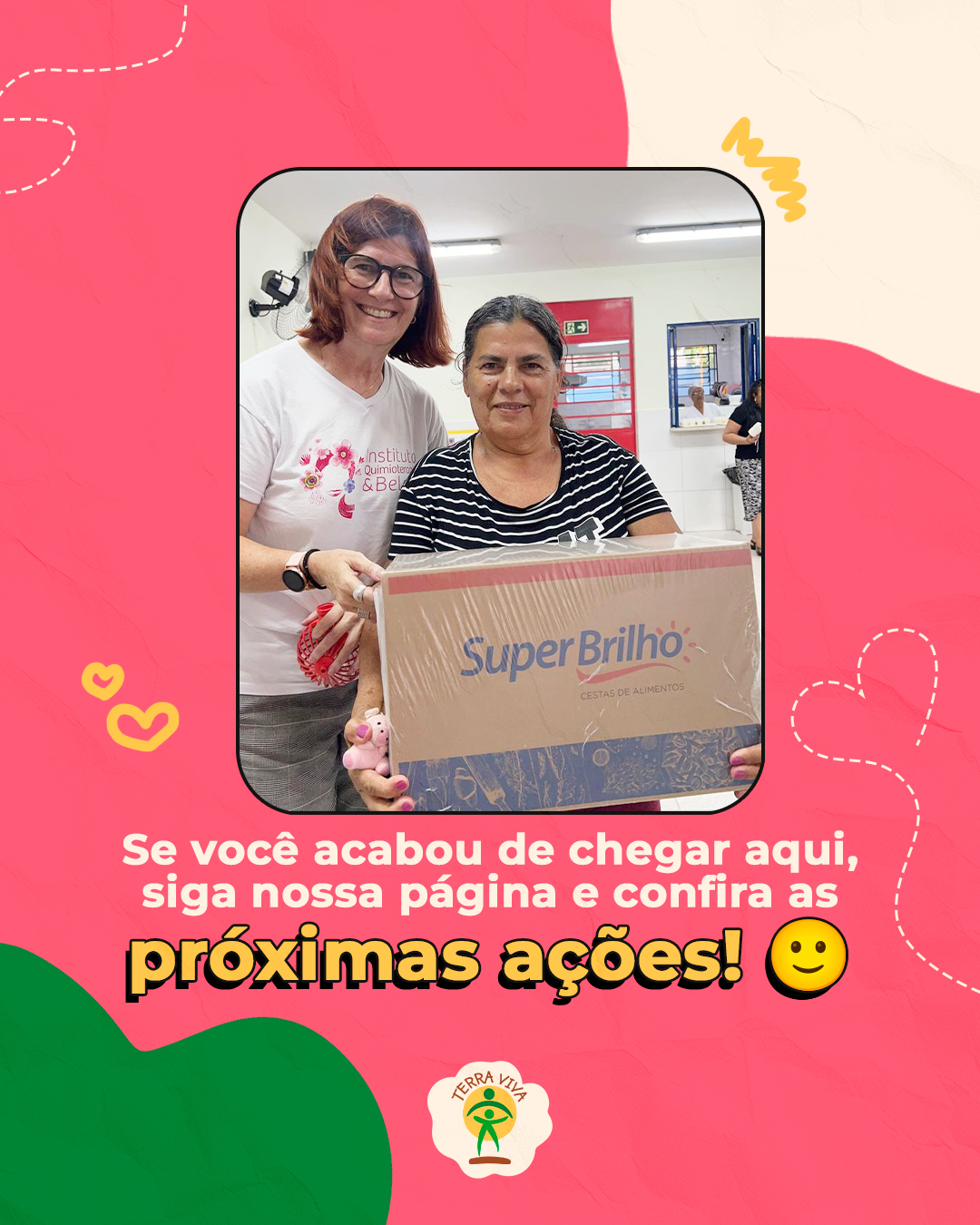 a woman holding a box with a woman smiling