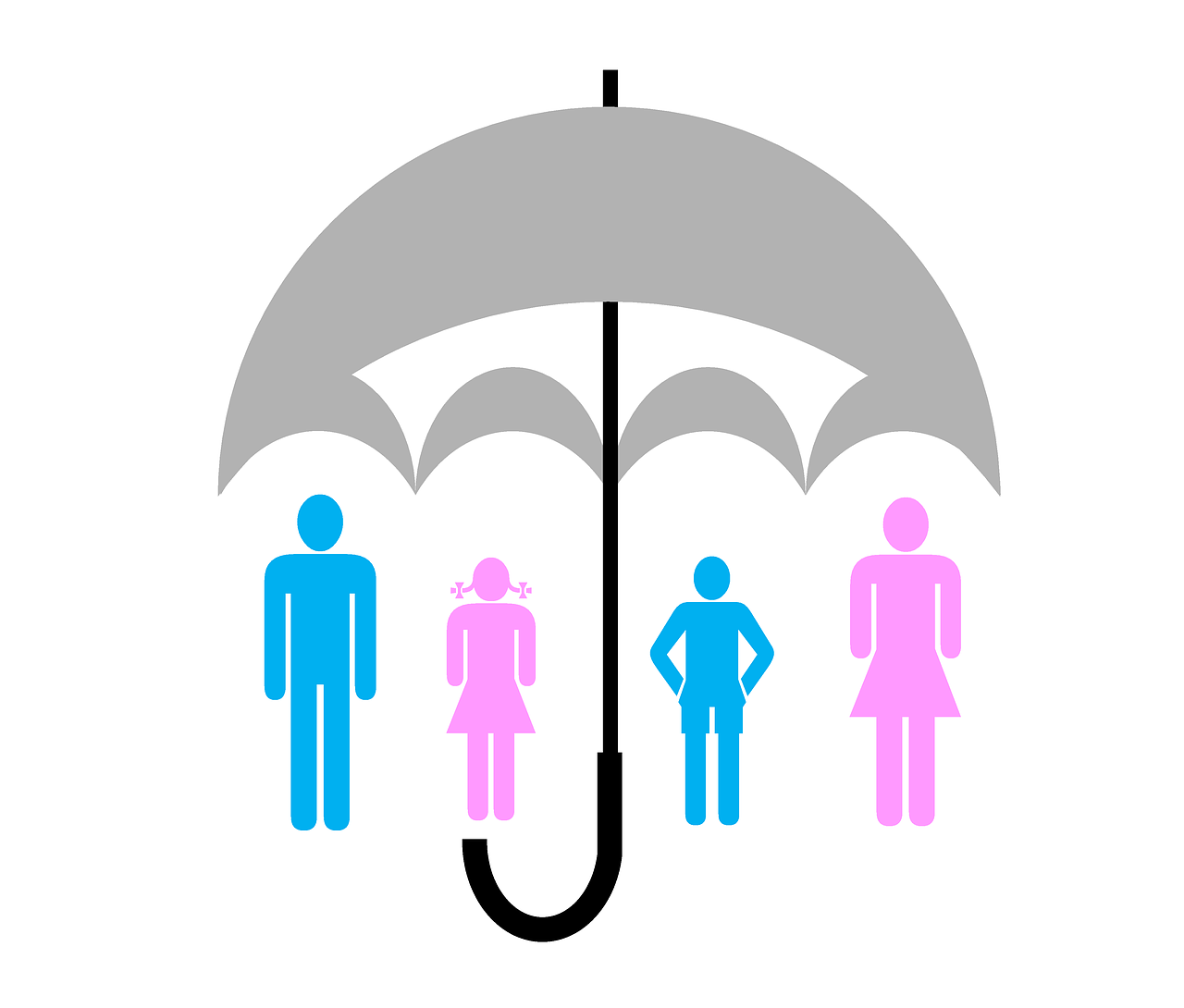 a group of people under an umbrella