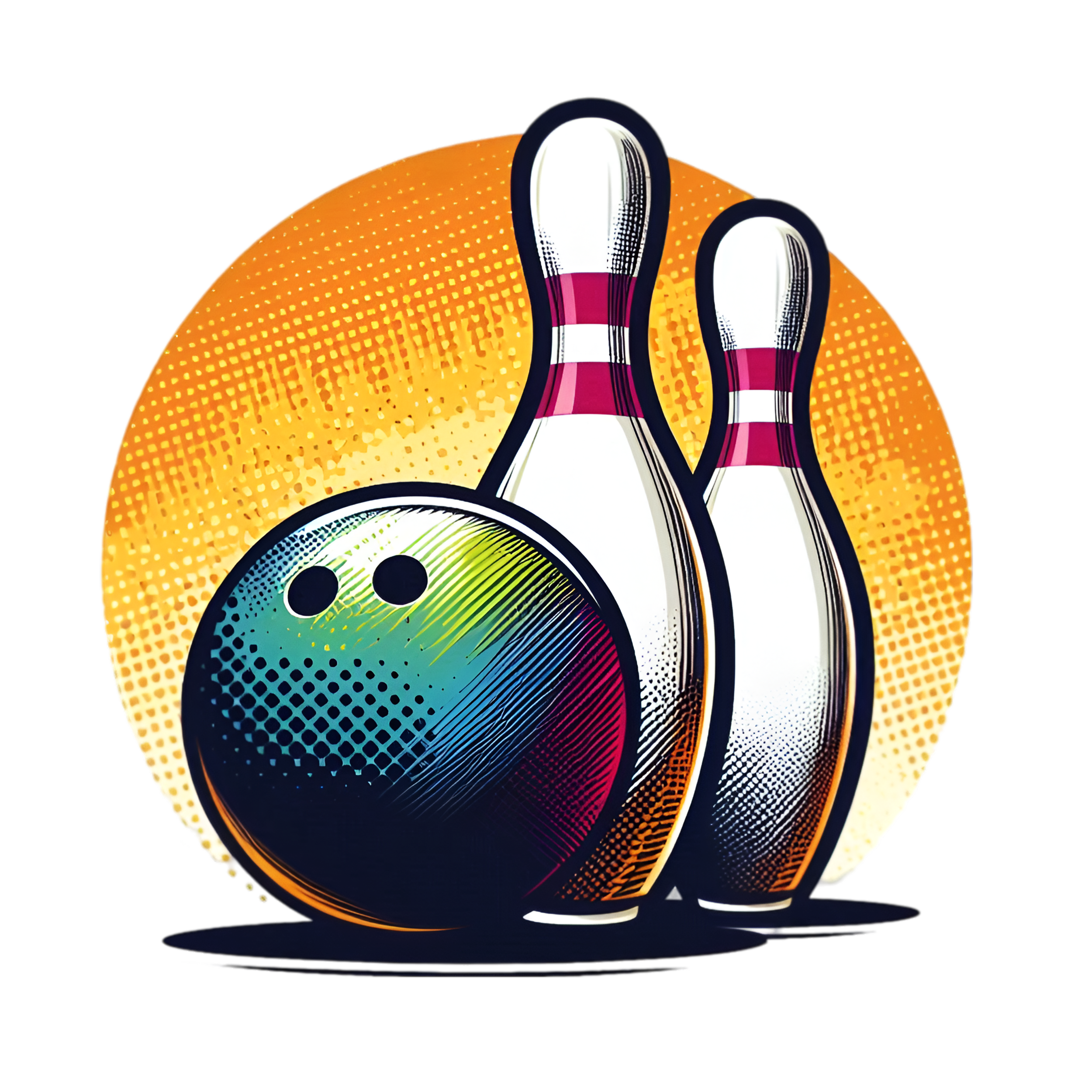 a bowling ball and pins