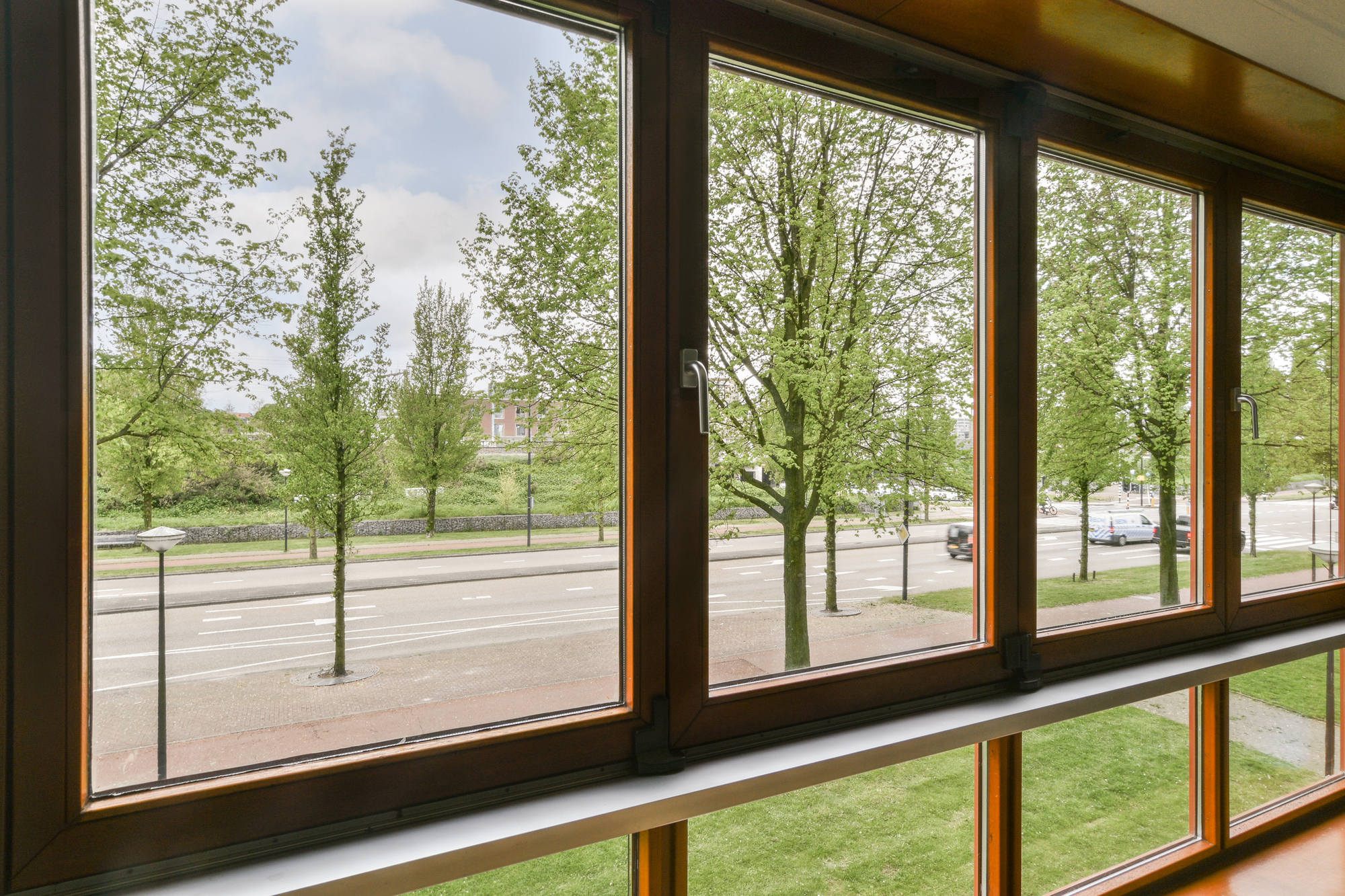 a window with trees outside