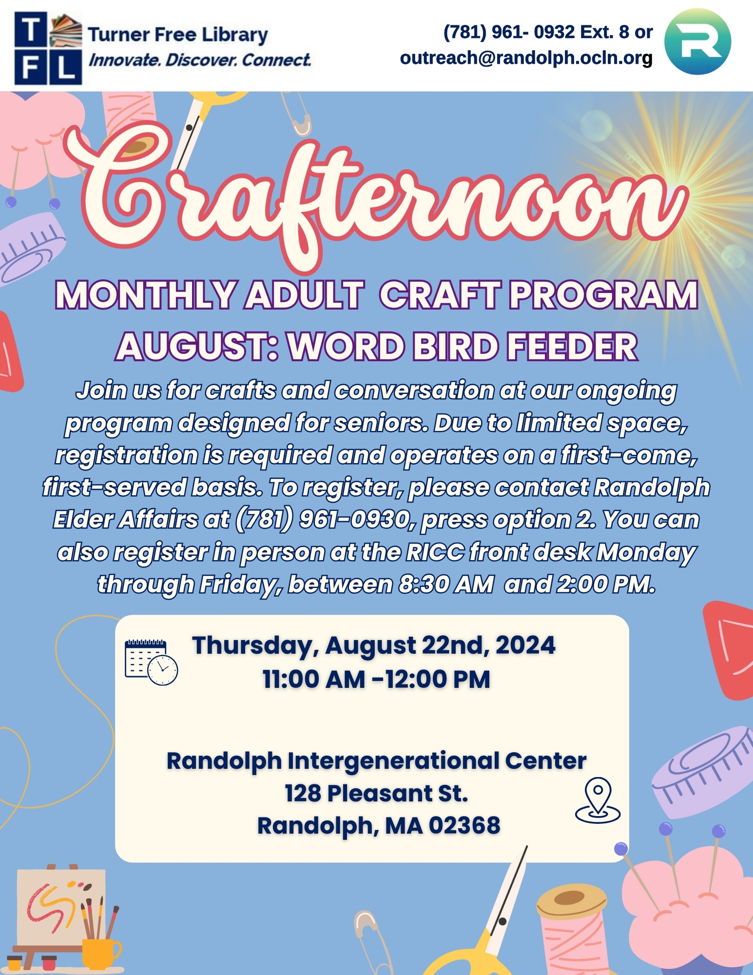 a flyer for a craft program