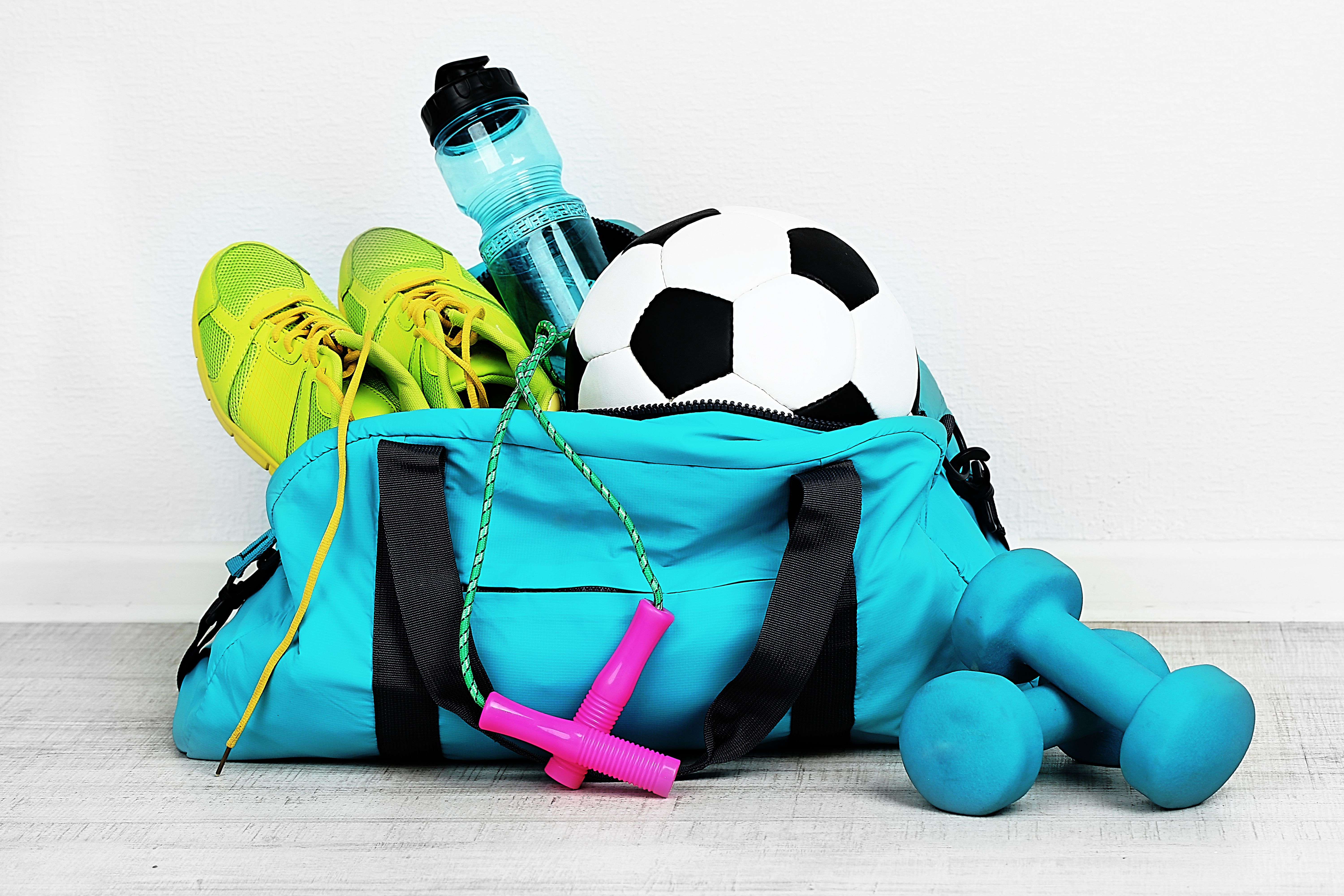 a bag full of sports equipment