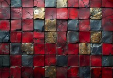 a wall of red and black squares