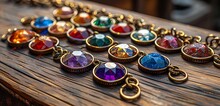 a row of colorful gemstones