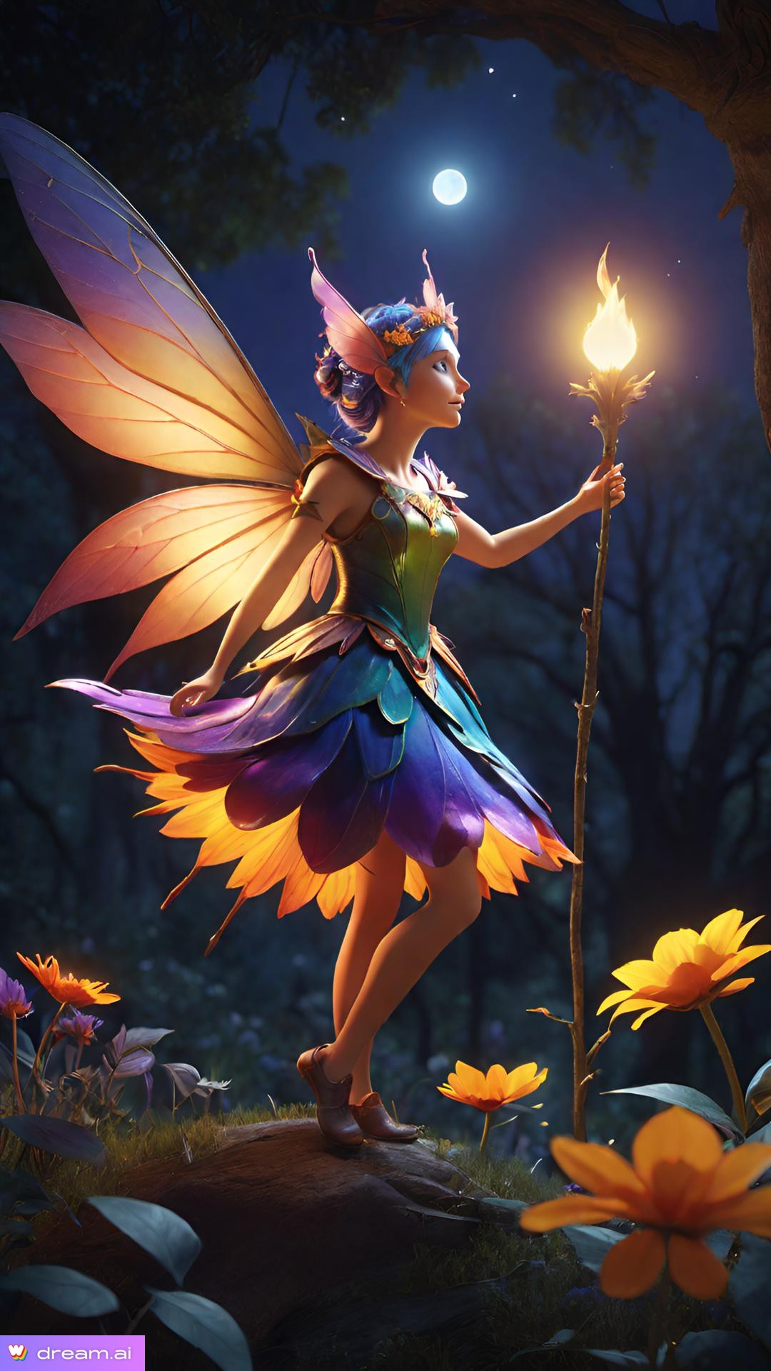 a cartoon of a fairy holding a light