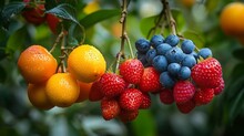 a group of fruits from a tree