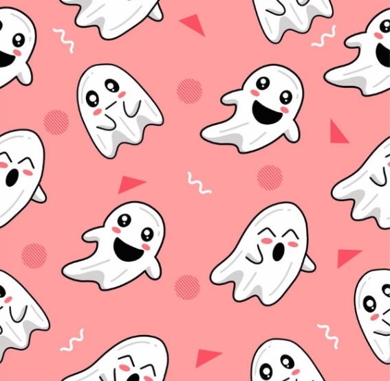 a pattern of cartoon ghosts