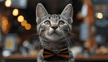 a cat wearing a bow tie