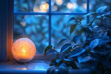 a lit candle on a window sill