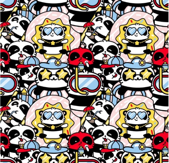 a pattern of cartoon pandas