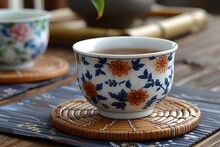 a cup of tea on a coaster