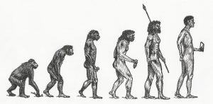 a drawing of a man evolution