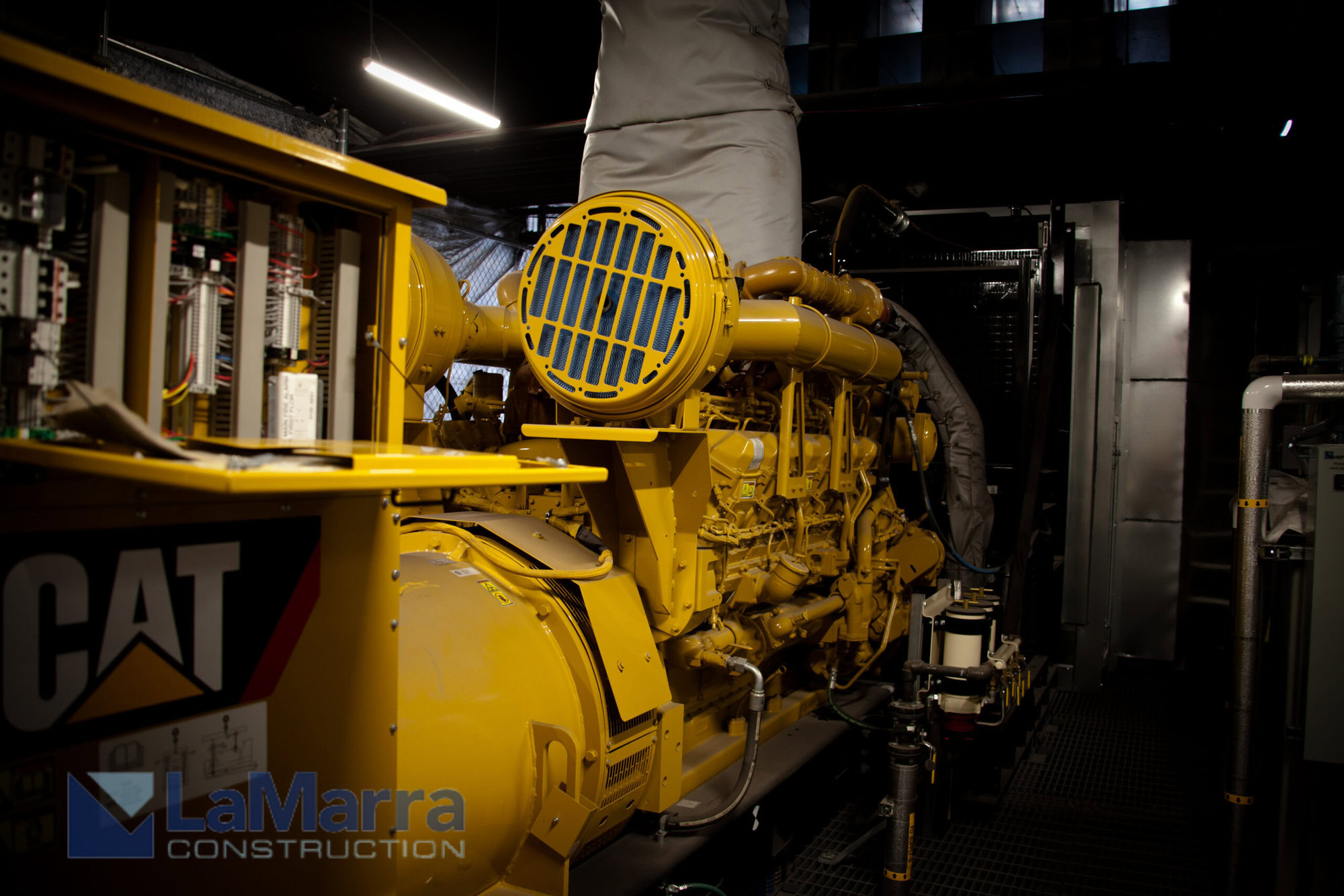 a large yellow machine in a room