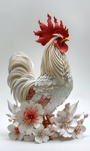 a white rooster with a red crest