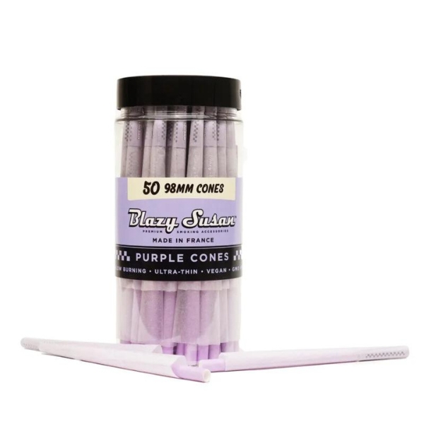 a container of purple cones