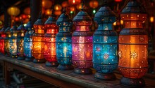 a row of colorful lanterns