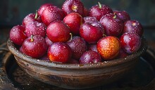 a bowl of red plums