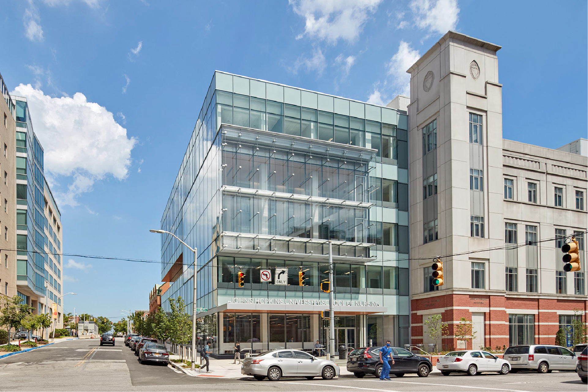 a building with glass walls and windows