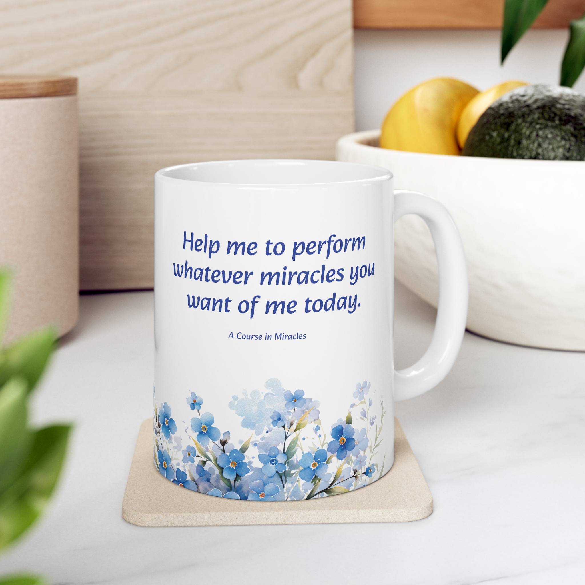 a mug with flowers on it