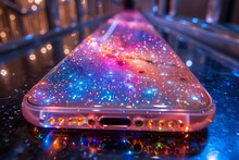 a cell phone with colorful lights