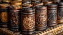 a group of wooden containers