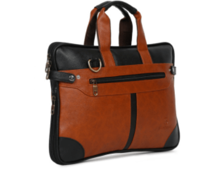 a brown and black leather bag