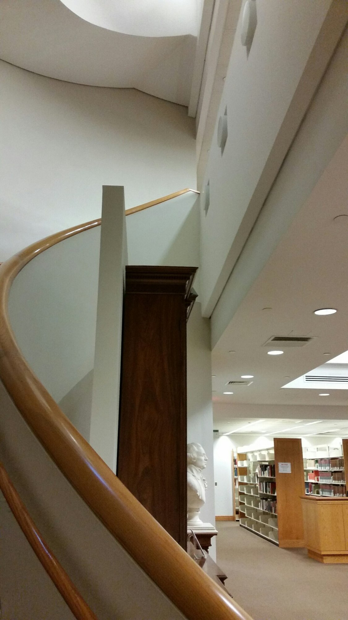 a staircase in a library