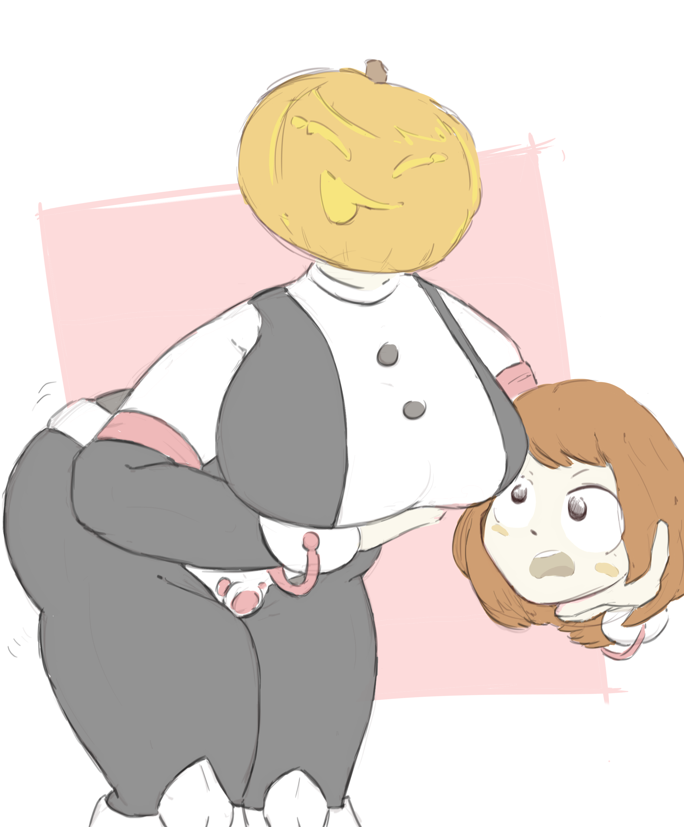a cartoon of a woman with a pumpkin head