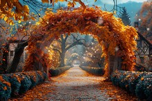 a path with orange and yellow leaves