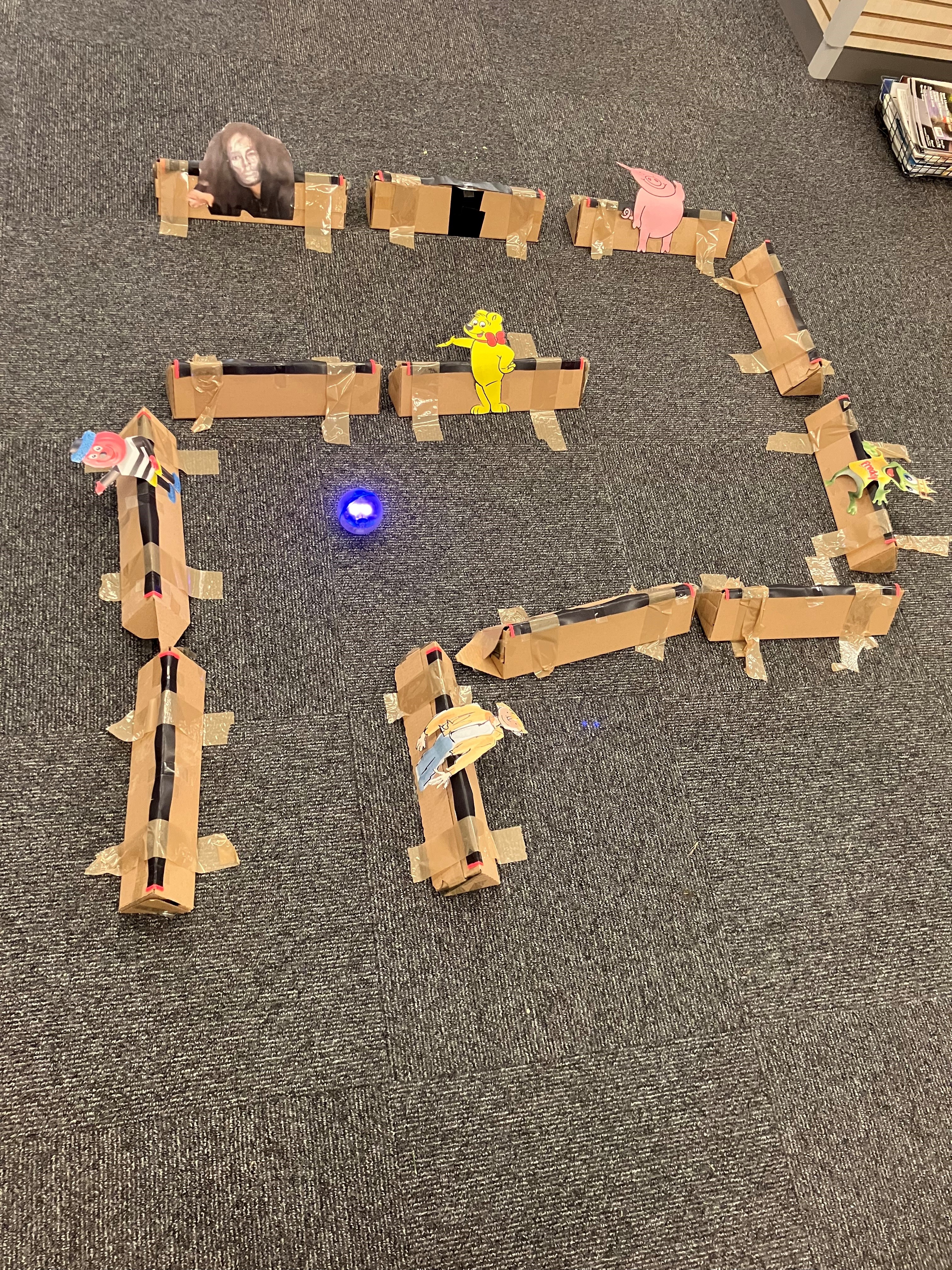 a maze made of cardboard boxes