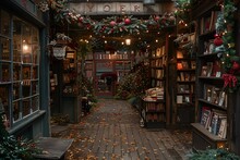 a store with books and lights