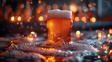 a glass of beer in foamy liquid