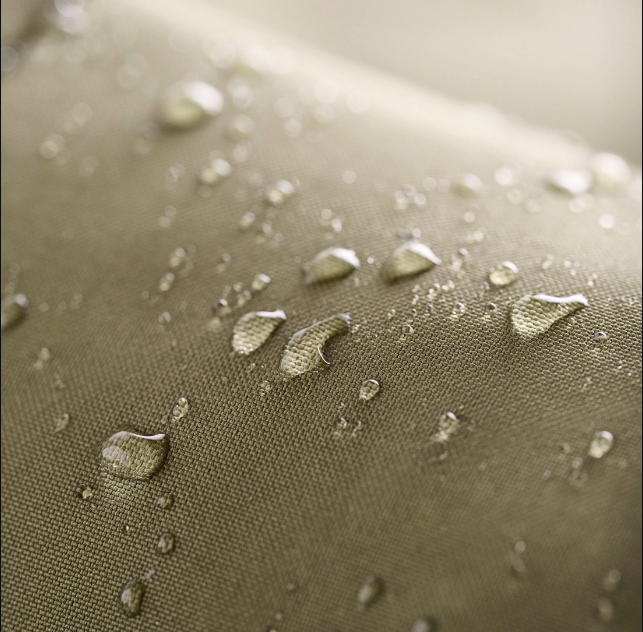 water droplets on a fabric surface