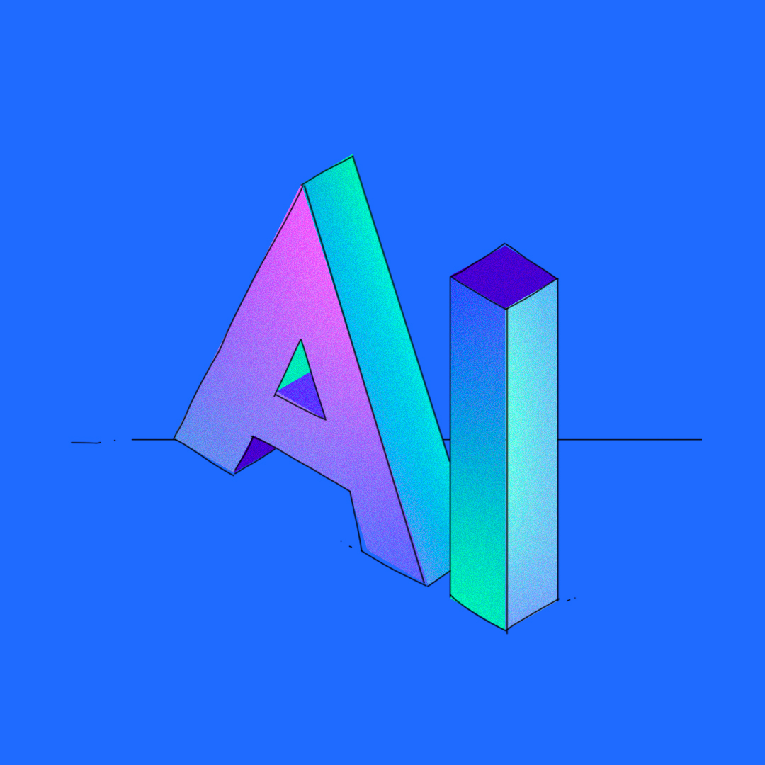 a colorful letters on a blue background