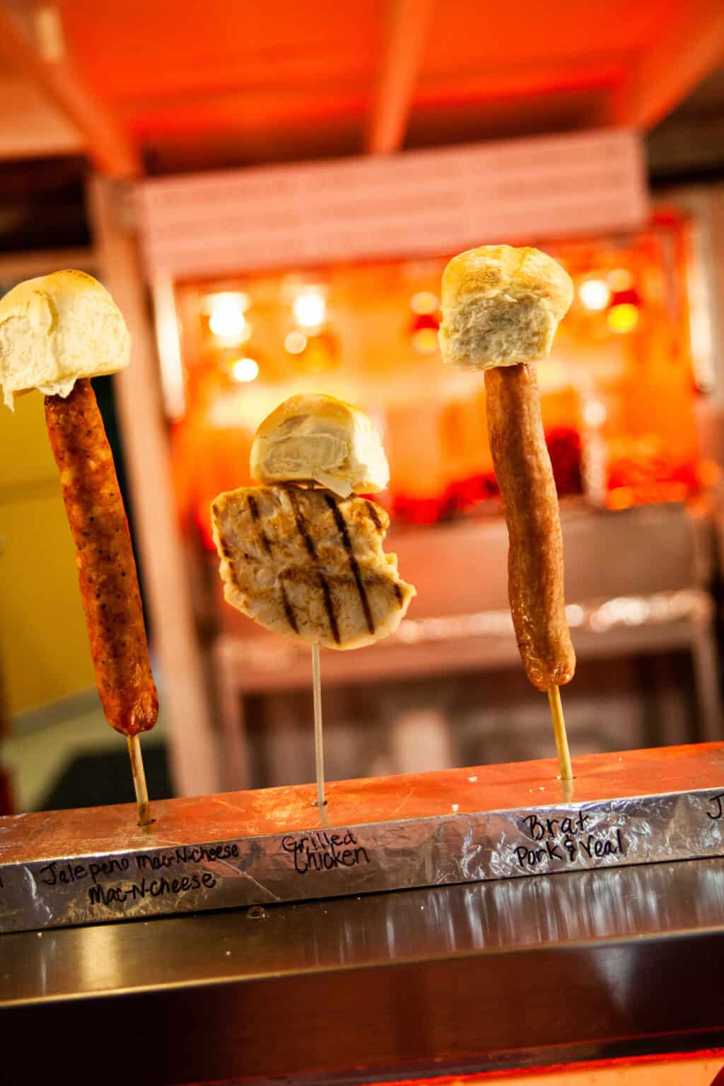 a group of food on sticks